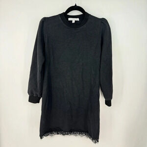 Carol Farina Shoulder Pad Long Sleeve Lace Bottom Mini Dress